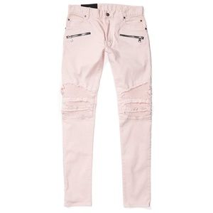 Balmain Ribbed Biker Slim Jeans